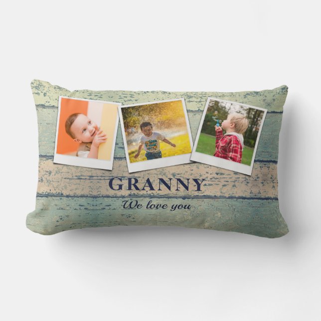 Coussin Rectangle Granny Grandchildren personnalisée 3 Photo Collage (Recto)