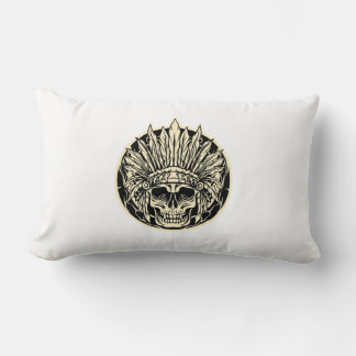 Coussin Rectangle Graphisme de crâne de chef guerrier