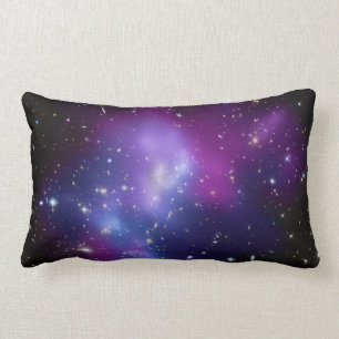 Coussin Rectangle Grappe de galaxie céleste bleue et violette