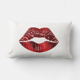 Coussin Rectangle Gras Lèvres rouges à huile sur blanc Moderne Simpl
