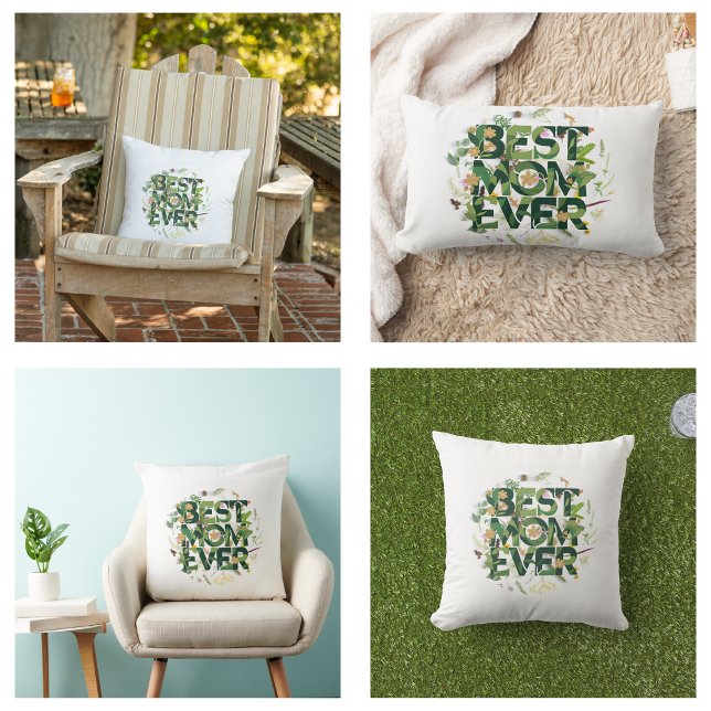 Coussin Rectangle Green Best Maman toujours cadeau de la fête des mè (Green Best Mom Ever Mother's Day Gifts Pillow)