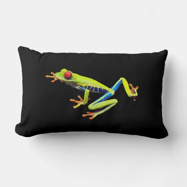 Coussin Rectangle Grenouille à feuilles rouges (Recto)