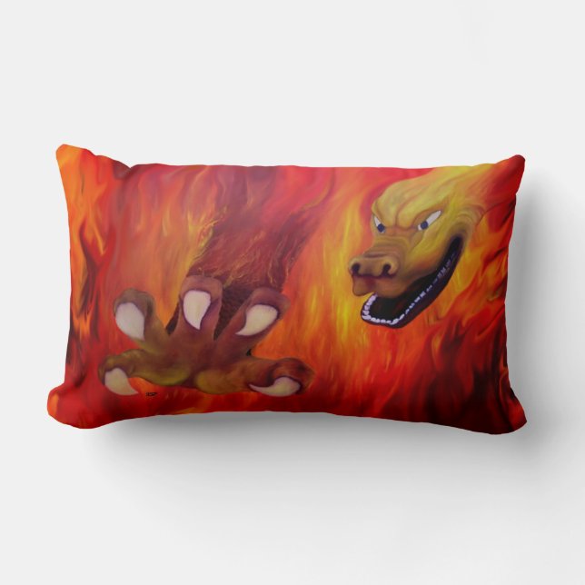 Coussin Rectangle griffe de dragon rouge (Recto)