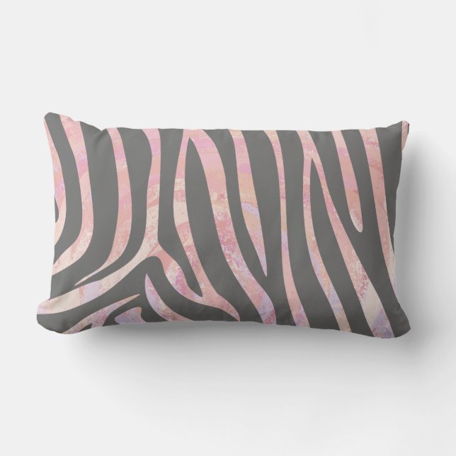 Coussin Rectangle Gris clair et rose Zebra (Recto)