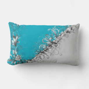 Coussin Rectangle Gris et Turquoise Contemporain Décoratif