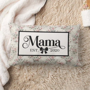 Coussin Rectangle Gris Floral Vintage Cadeau Personnalisé pour Maman