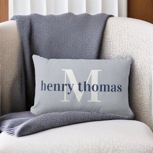 Coussin Rectangle Gris & Nuit   Prénom et Monogramme pour la Nurseri