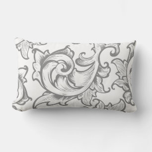 Coussin Rectangle Gris Ornat Feuilles grecs
