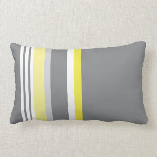 Coussin Rectangle Gris (rayure jaune)