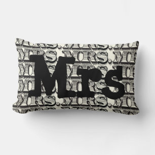 Coussin Rectangle Groom Black and Ivory M. Motif de typographie