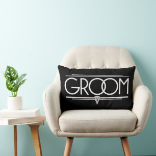 Coussin Rectangle GROOM Style Art Déco Mariage Type Lettres