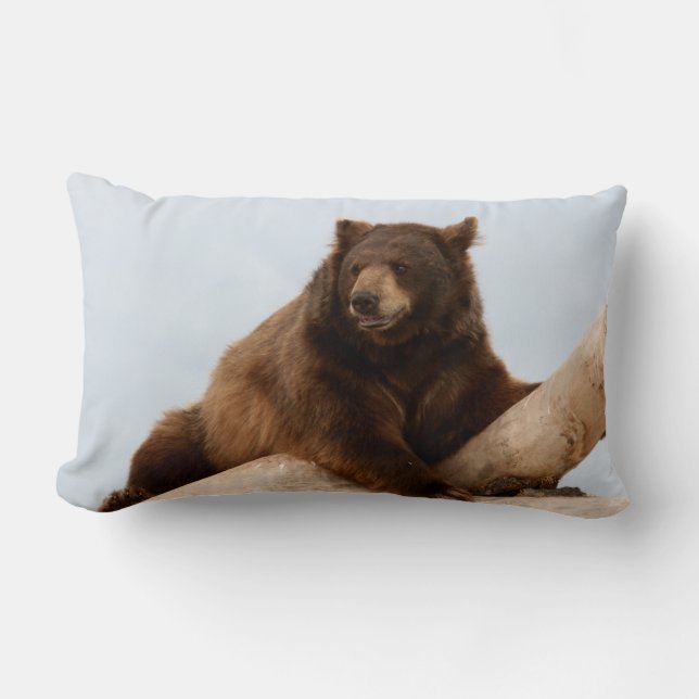 Coussin Rectangle Gros ours Brown sur un journal (Recto)