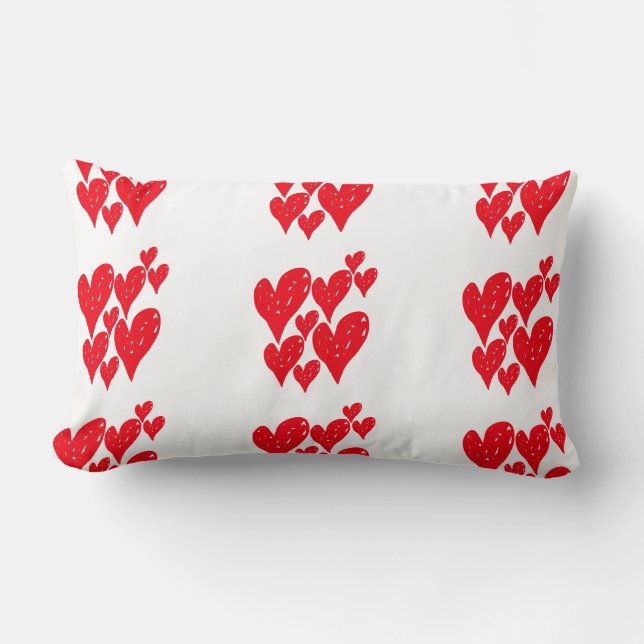 Coussin Rectangle Groupe de coeur rouge d'amour dans un motif sur le (Recto)