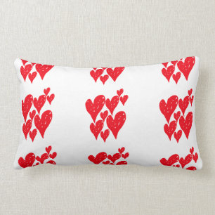 Coussin Rectangle Groupe de coeur rouge d'amour dans un motif sur le