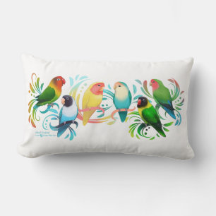 Coussin Rectangle Groupe de Lovebirds colorés