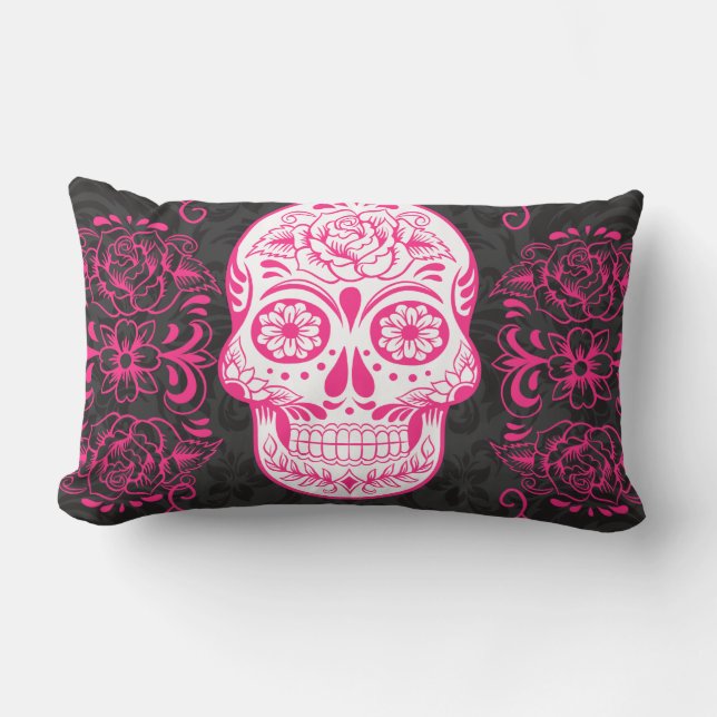 Coussin Rectangle Grunge gothique de sucre de roses indien de roses (Recto)