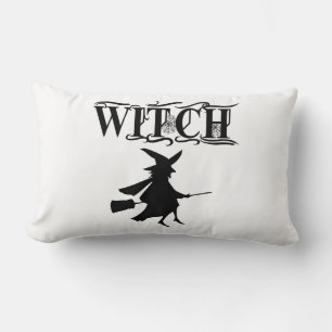 Coussin Rectangle Halloween Black Wicked Flying Witch