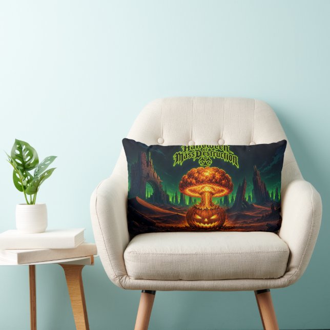 Coussin Rectangle halloween, citrouille, nucléaire, explosion, champ (Chaise)