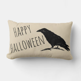Coussin Rectangle Halloween Corbeau noir automne Jeu d'oreiller