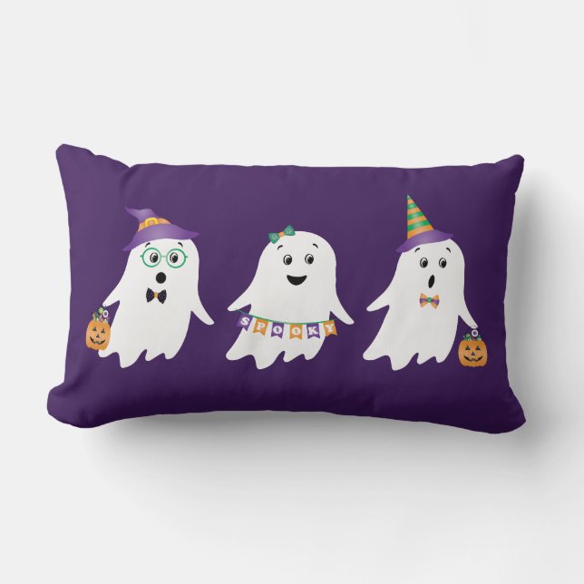 Coussin Rectangle Halloween Fantômes Tricoter Ou Traiter (Recto)