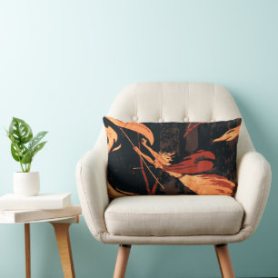 Coussin Rectangle Halloween vintage, sorcière maléfique avec feu en