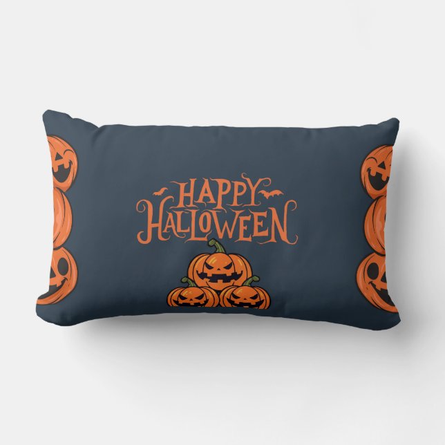 COUSSIN RECTANGLE HAPPY HALLOWEEN CITROUILLE (Recto)