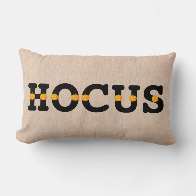 Coussin Rectangle Happy Halloween Orange Citrouille Burlap (Recto)