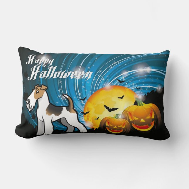 Coussin Rectangle Happy Halloween Wire Fox Terrier (Recto)