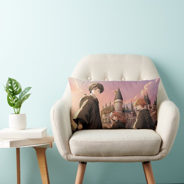 Coussin Rectangle HARRY POTTER™ Hermione & Ron HOGWARTS™ Scène d'ani (Chaise)