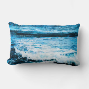 Coussin Rectangle Hawaii bleu océan vagues photo simple moderne bold