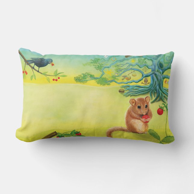 Coussin Rectangle Hazel Dormouse Manger Wild Strawberry Pill (Recto)