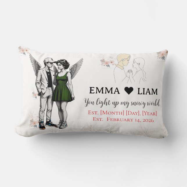 Coussin Rectangle Heavenly Duo Cherubs – Kawaii Angel  Throw Pillow (Recto)