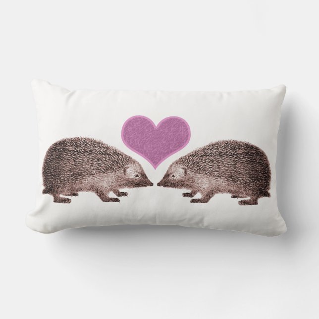 Coussin Rectangle Hérissons dans la Saint-Valentin d'amour (Recto)