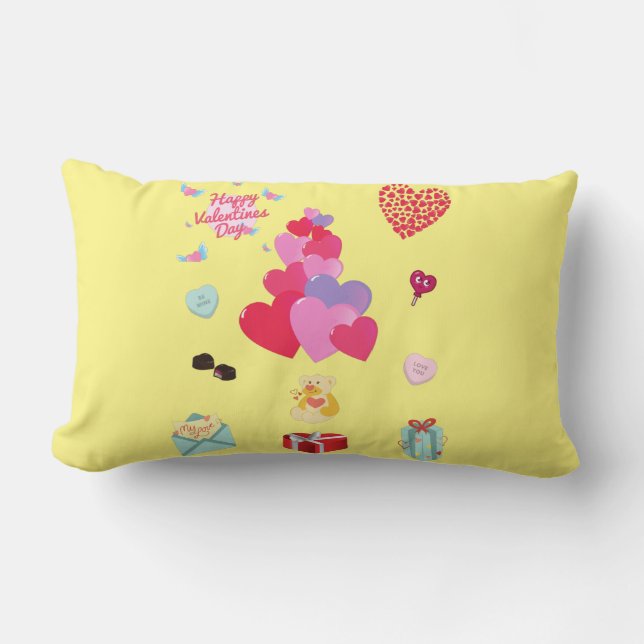 Coussin Rectangle Heureuse Sainte-Valentin (Recto)