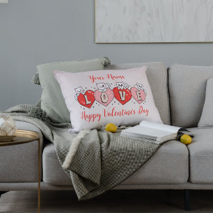 Coussin Rectangle Heureuse Sainte-Valentin, Cute Chats Avec Coeurs