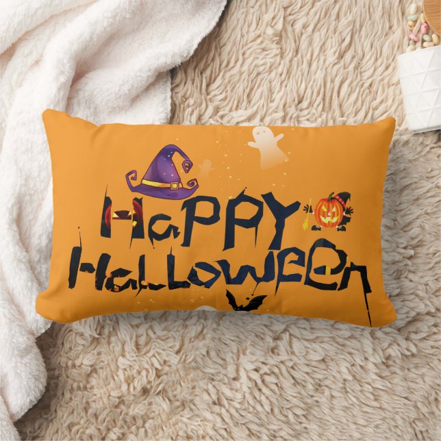 COUSSIN RECTANGLE HEUREUX HALLOWEEN (Couverture)