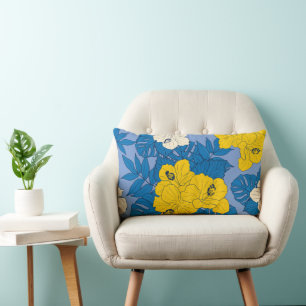 Coussin Rectangle Hibiscus fleurs et feuilles
