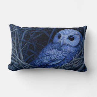 Coussin Rectangle Hibou bleu nichant
