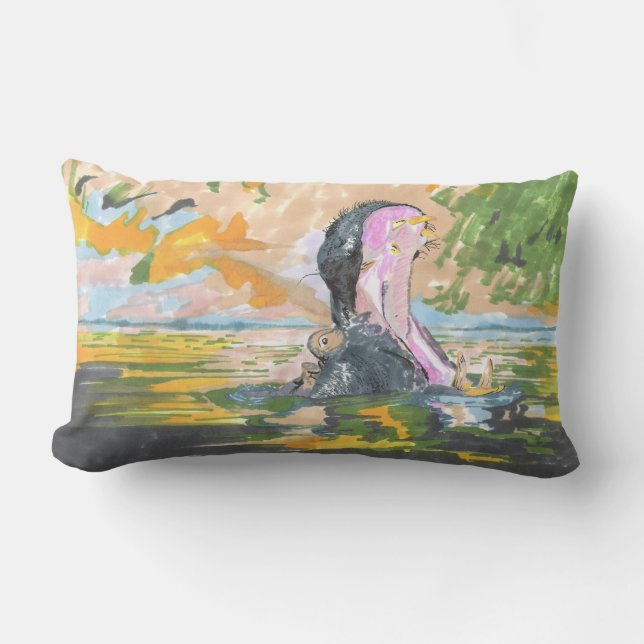 Coussin Rectangle Hippopotame (Recto)