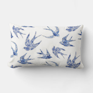 Coussin Rectangle Hirondelle florale Hirondelle blanche Chinoiserie