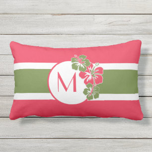 Coussin Rectangle Hisbiscus Hawaiian Rose Hot Pink Entrez, Assieds-t