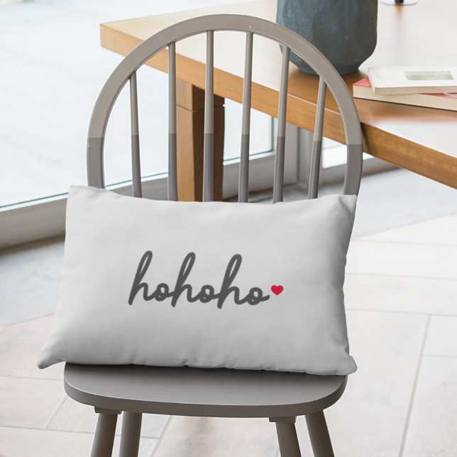 Coussin Rectangle Ho Ho | Christmas Heart Modern Minimalist (Créateur téléchargé)