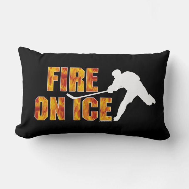 Coussin Rectangle Hockey Feu Sur Glace (Recto)