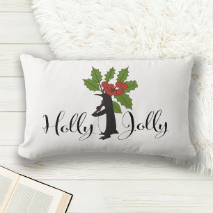 Coussin Rectangle Holly Jolly mignonne Whimsical Penguin Noël
