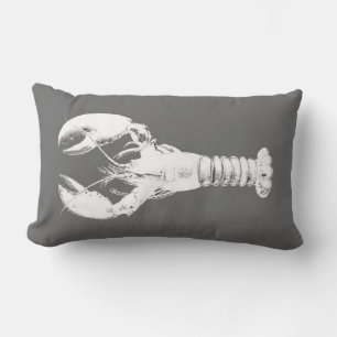 Coussin Rectangle Homard blanc sur gris / gris