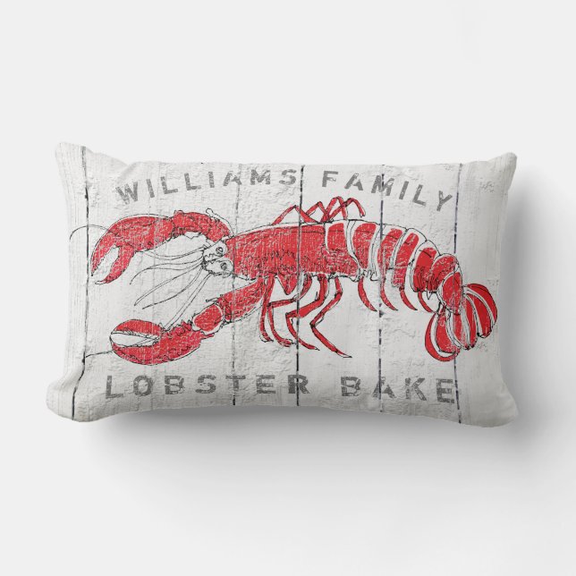 Coussin Rectangle Homard du littoral Nom de famille Gâteau de homard (Recto)