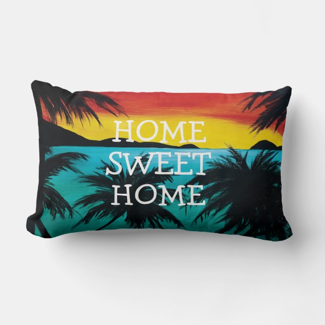 Coussin Rectangle Home Sweet Home, Caribbean Beach Sunset (Recto)