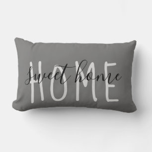 Coussin Rectangle Home Sweet Home Rustic Modern Grey