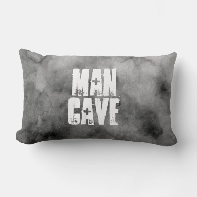 Coussin Rectangle homme cave gris et blanc fondu aquarelle design (Recto)