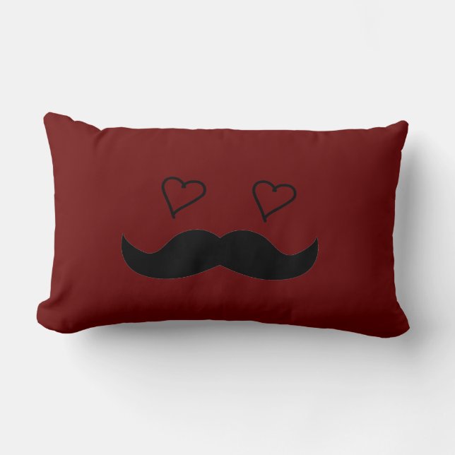 Coussin Rectangle Homme de moustache avec des yeux de coeur (Recto)